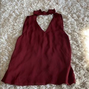 V cut out high neck blouse